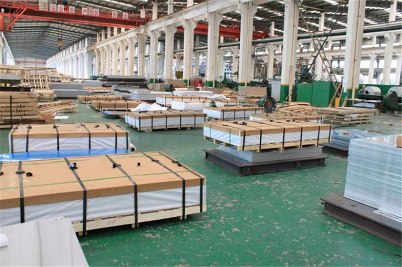 Packed aluminum products in warehouse